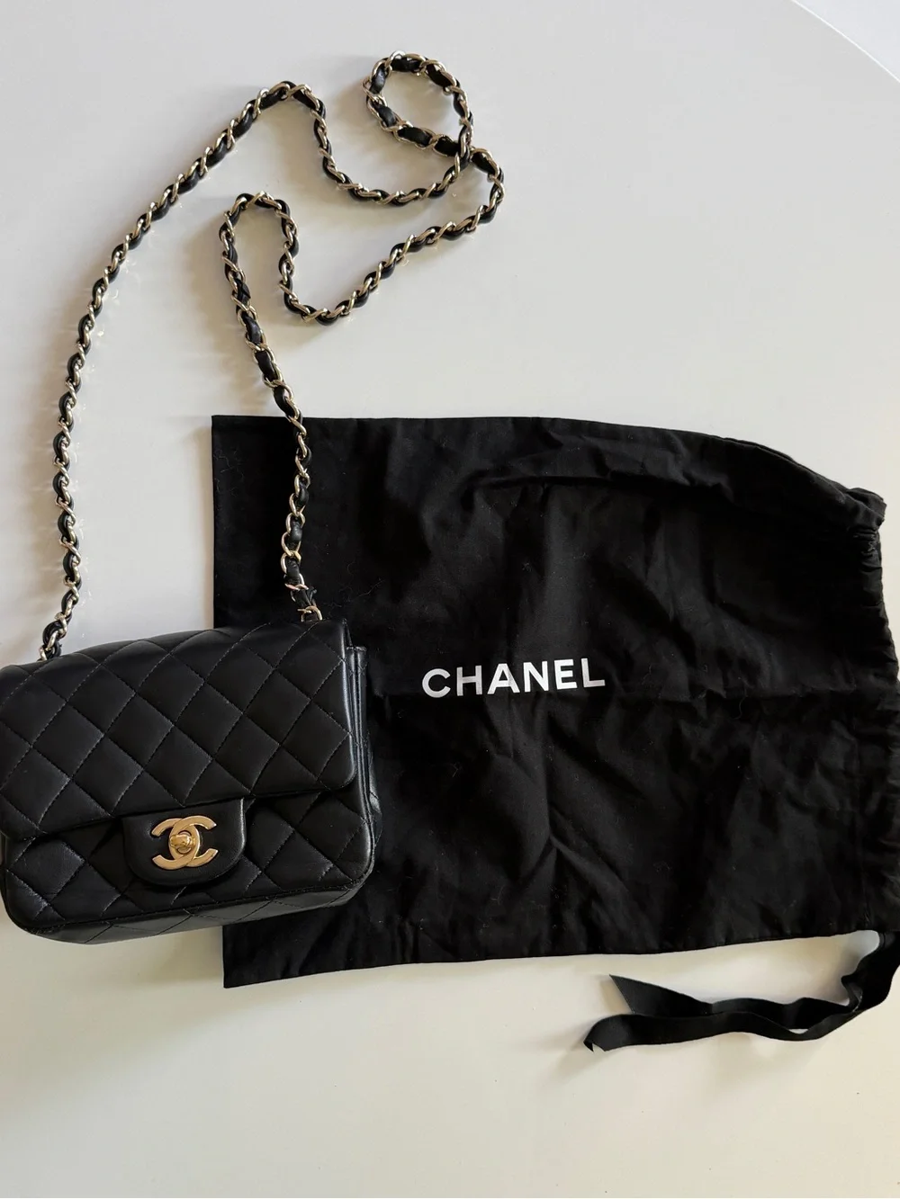 CHANEL Mini Square Classic Flap Bag Black